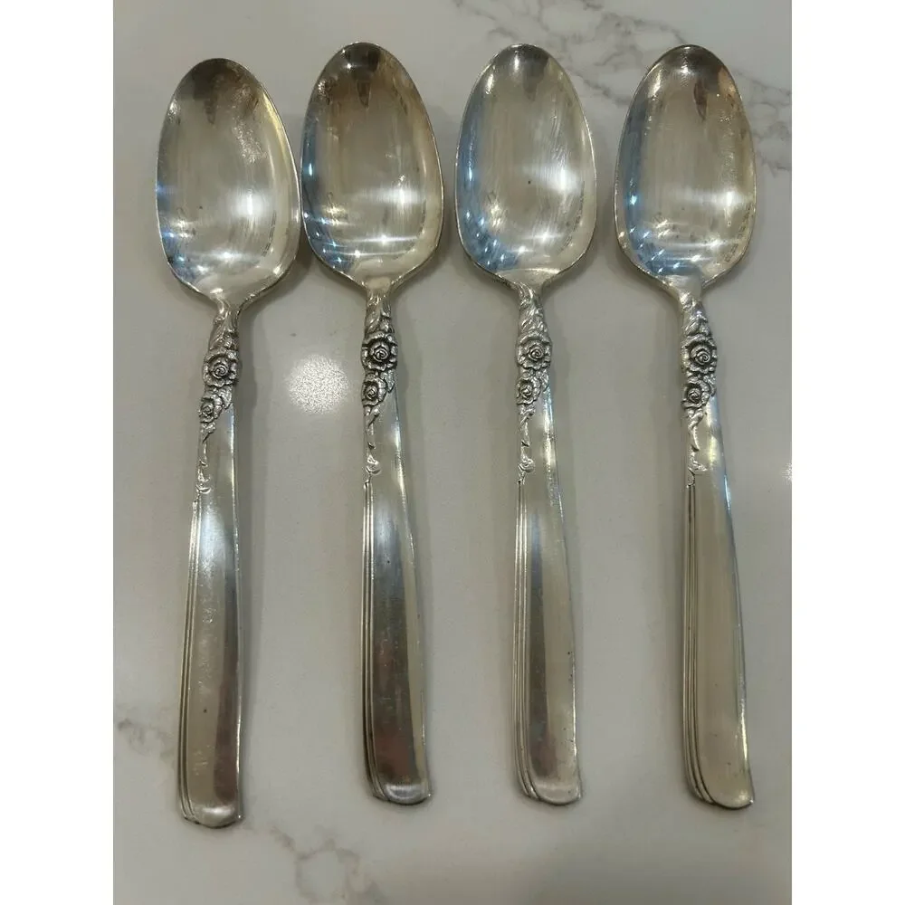 Vtg Oneida Prestige Gay Adventure 1955 Silver‎ Plated MCM Set Of 4 Teaspoons